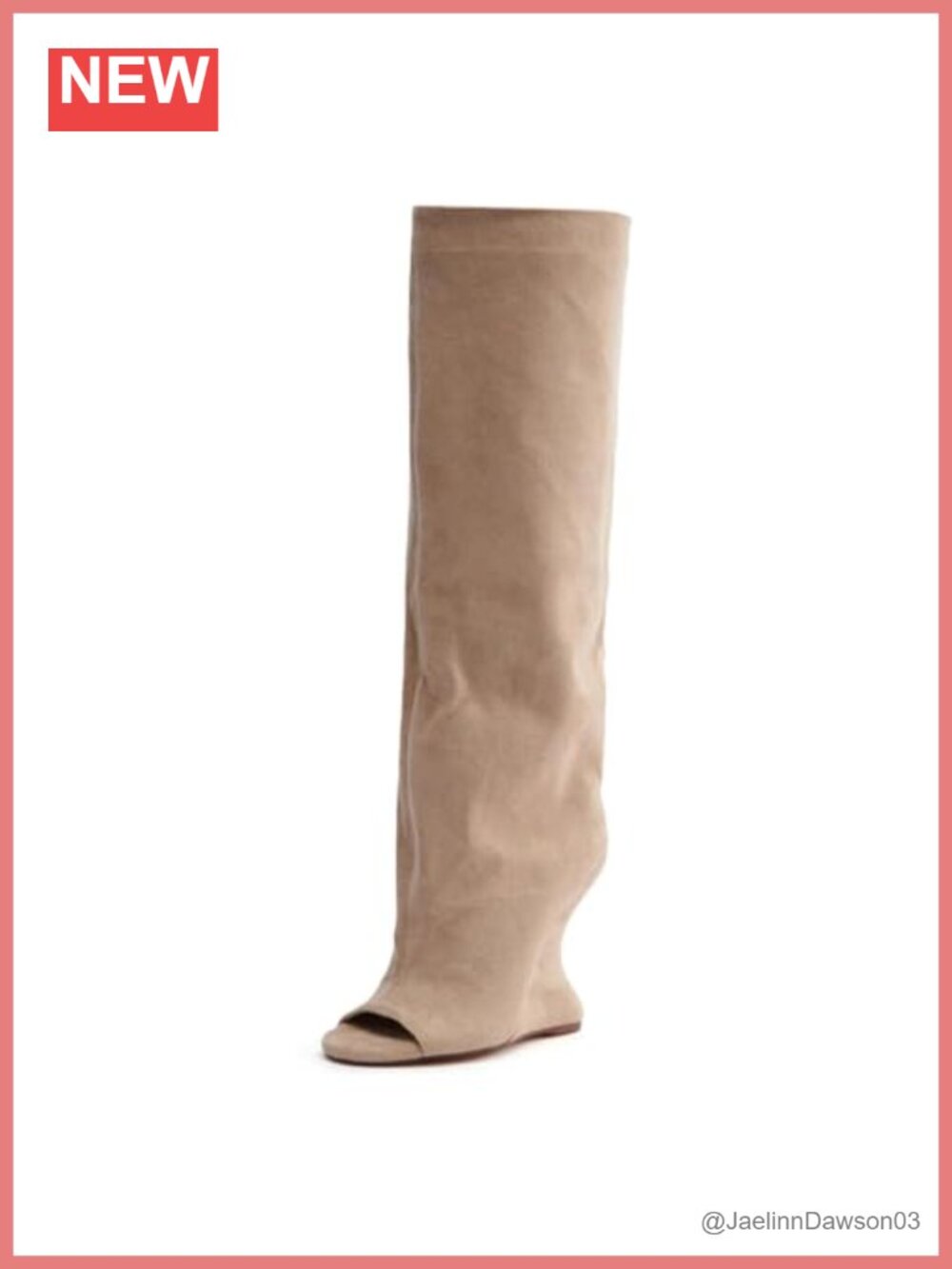 Knee High Wedge Boots for Women Pull On Open Toe Faux Suede Summer